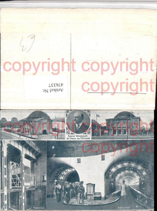 476337,Hamburg Elbtunnel Fahrstuhl Baurat Wendemuth Mehrbildkarte