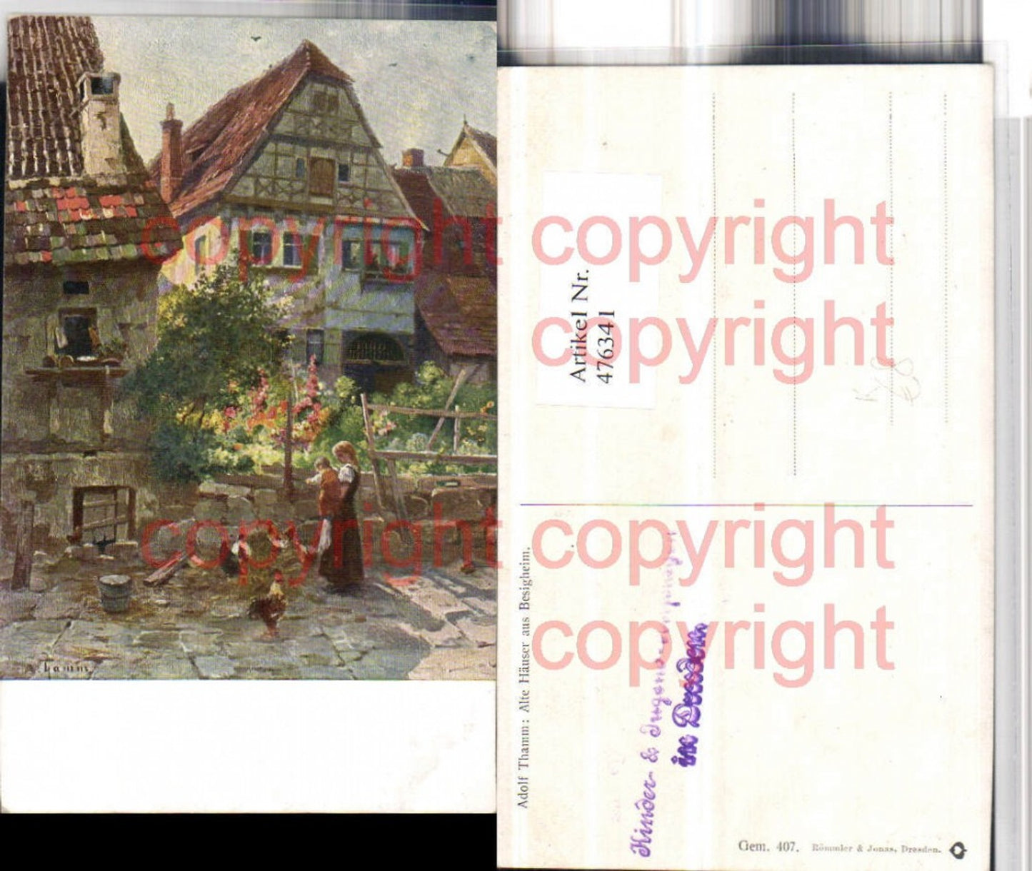 476341,Künstler AK Adolf Thamm Besigheim Alte Häuser