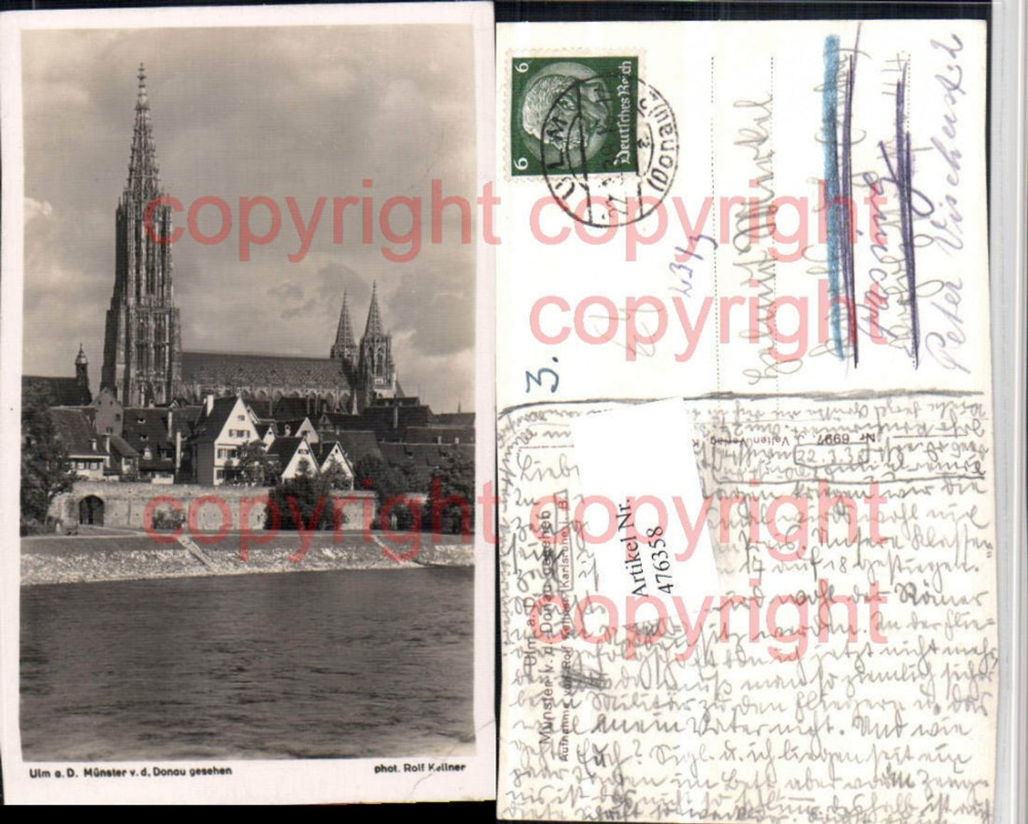 476358,Ulm an d. Donau Münster Kirche von d. Donau
