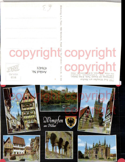 476421, Bad Wimpfen am Neckar Salzgasse Blue Tower Church Multi-image postcard