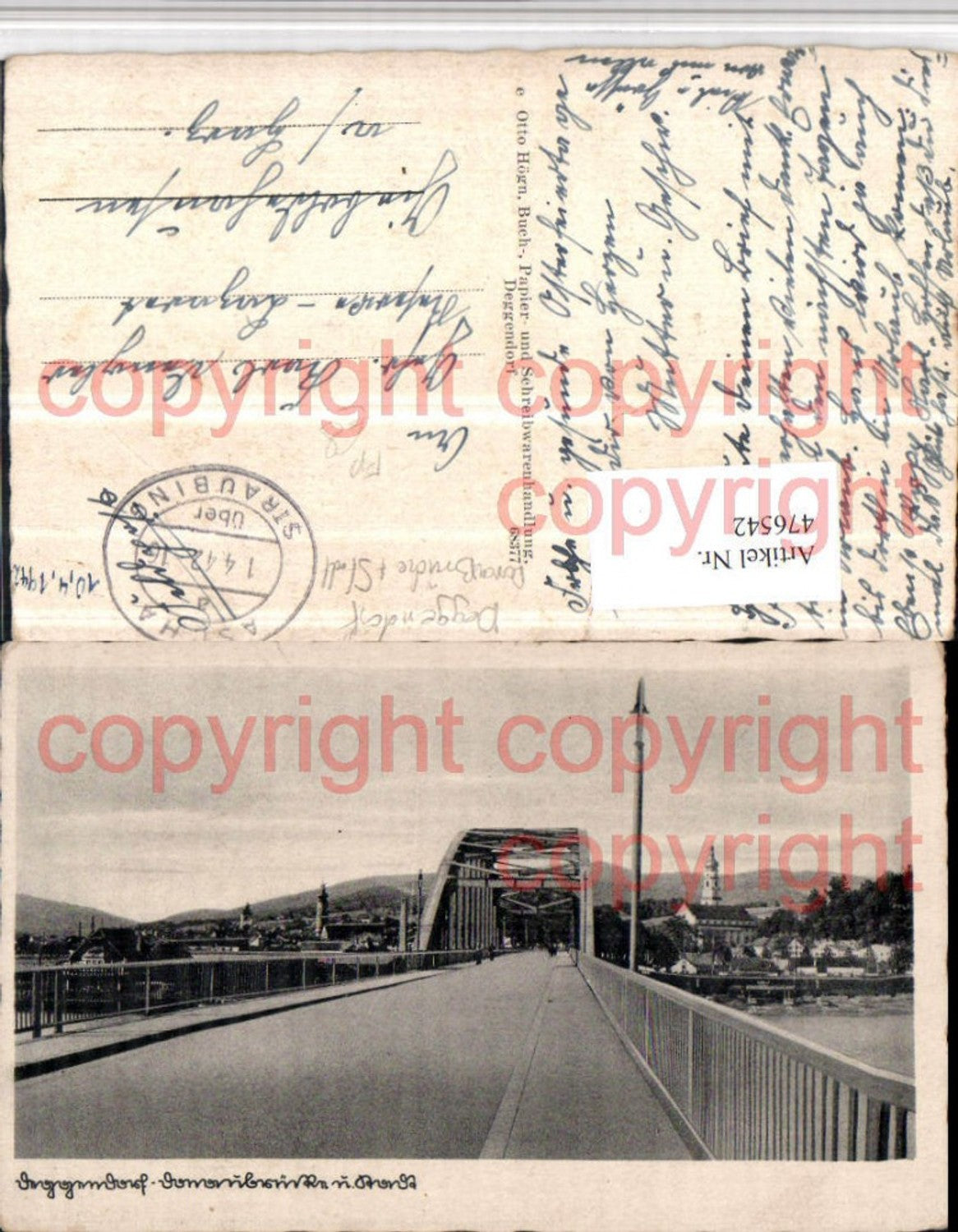 476542,Deggendorf Teilansicht Donaubrücke Brücke Feldpost Reserve Lazarett