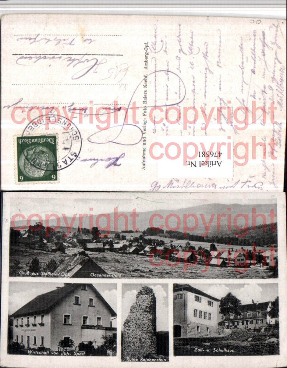 476581,Stadlern Totale Zoll- u. Schulhaus Wirtschaft Ruine Mehrbildkarte