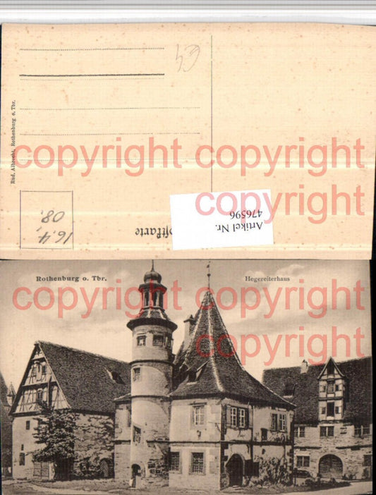 476596,Rothenburg ob d. Tauber Hegereiterhaus Turm