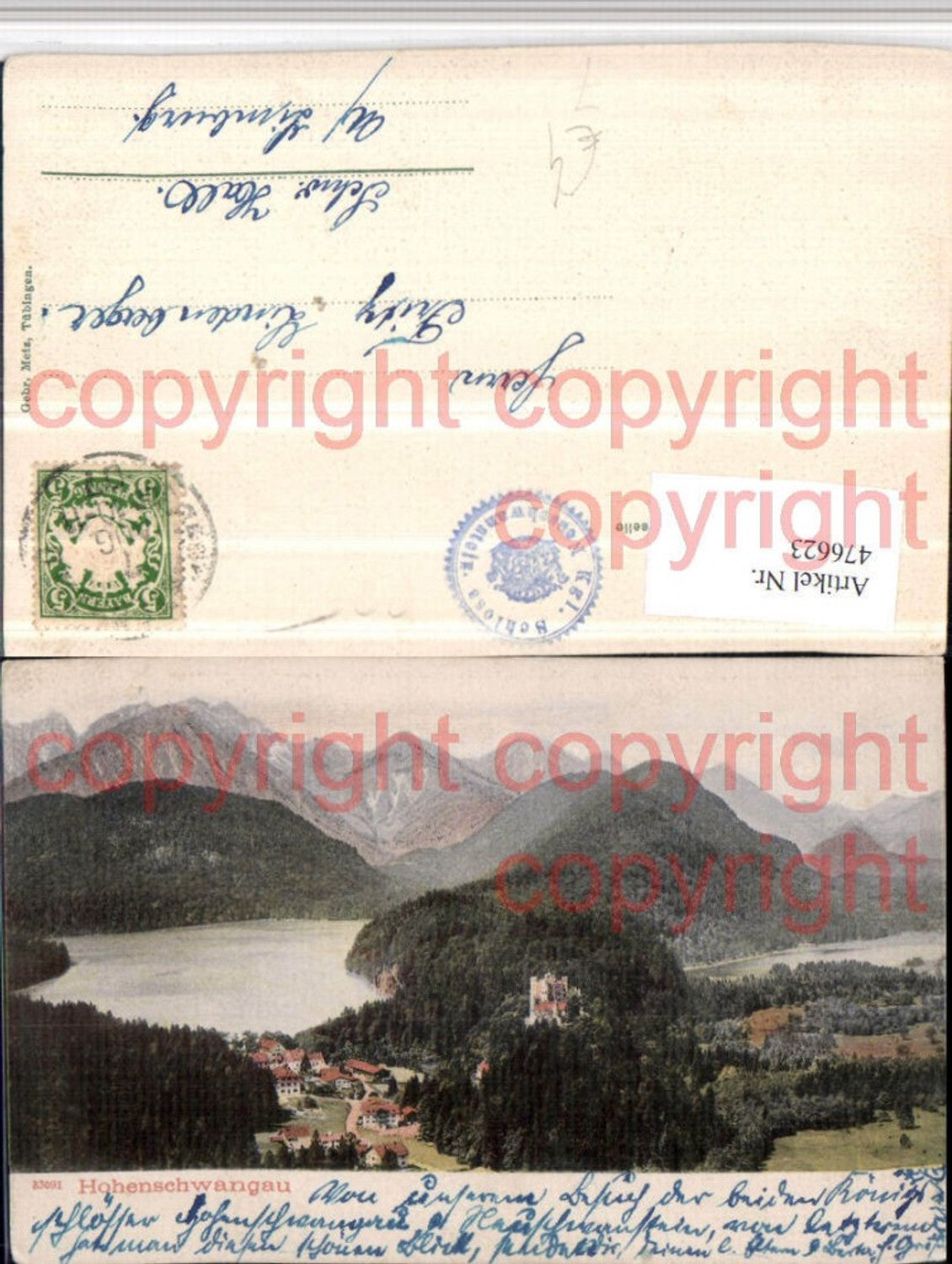 476623,Hohenschwangau Schloss b. Füssen Bergkulisse