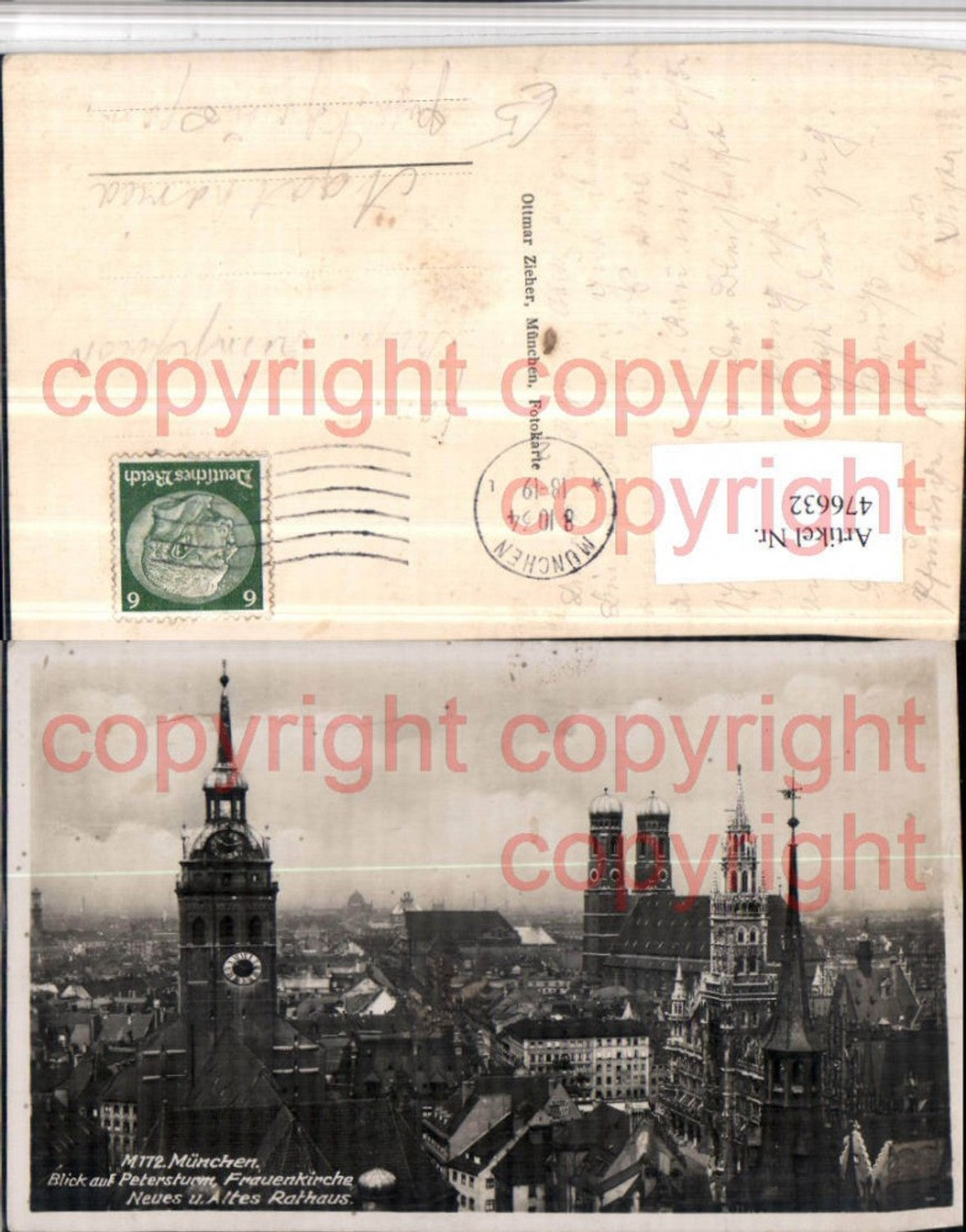 476632,München Teilansicht m. Petersturm Rathaus Frauenkirche