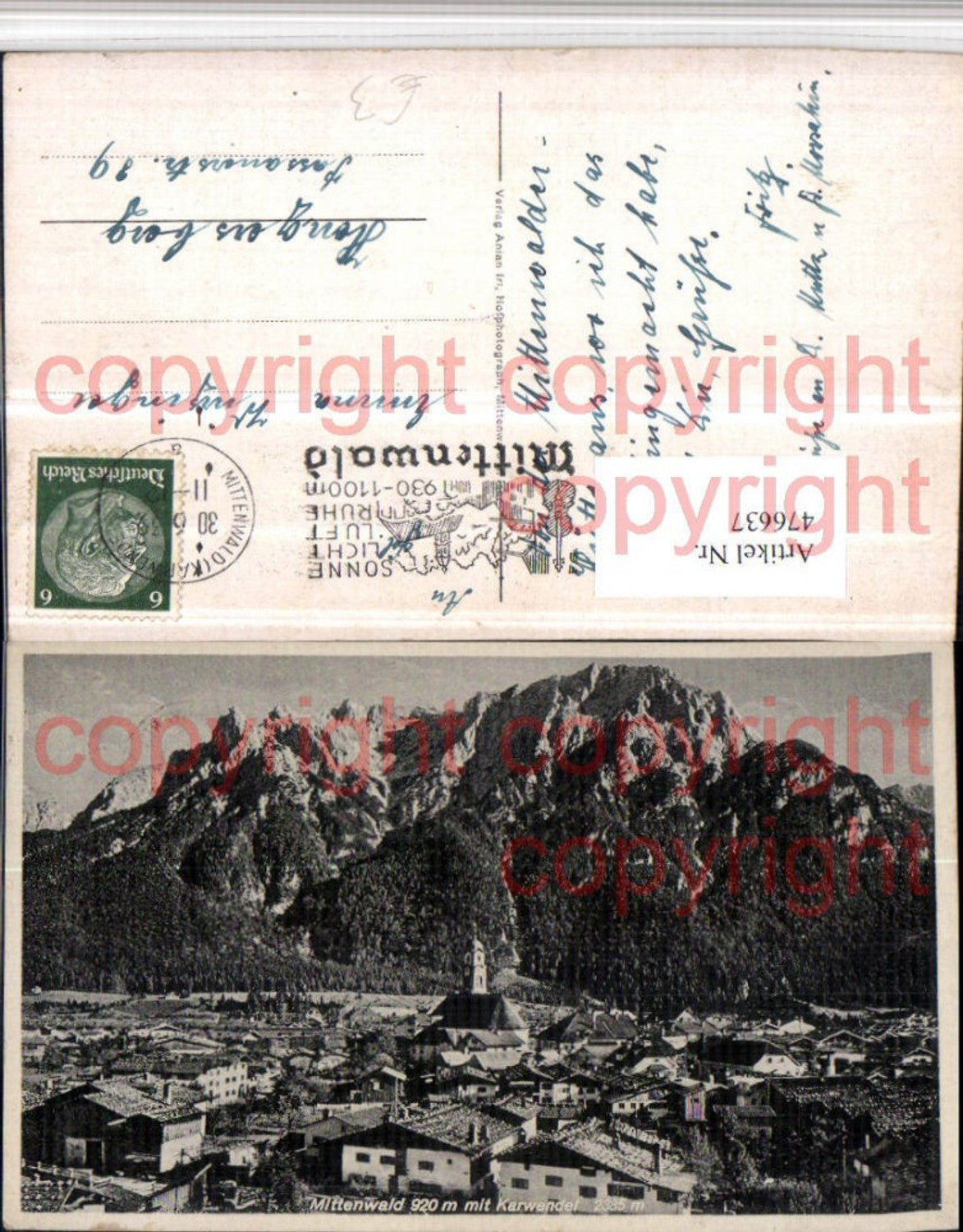 476637,Mittenwald Totale m. Karwendel Bergkulisse
