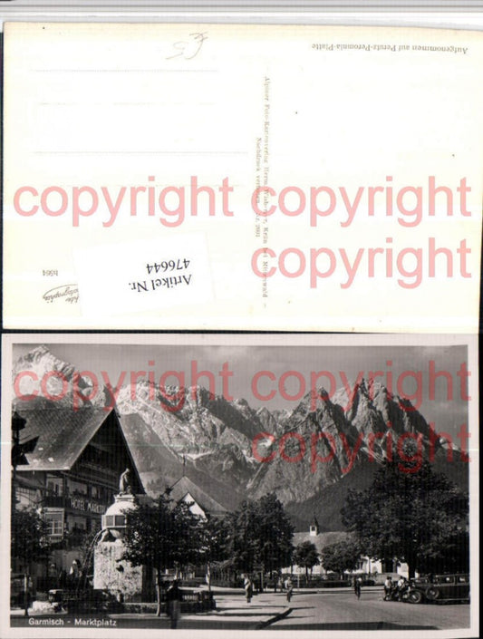 476644,Garmisch Marktplatz Brunnen Hotel Bergkulisse
