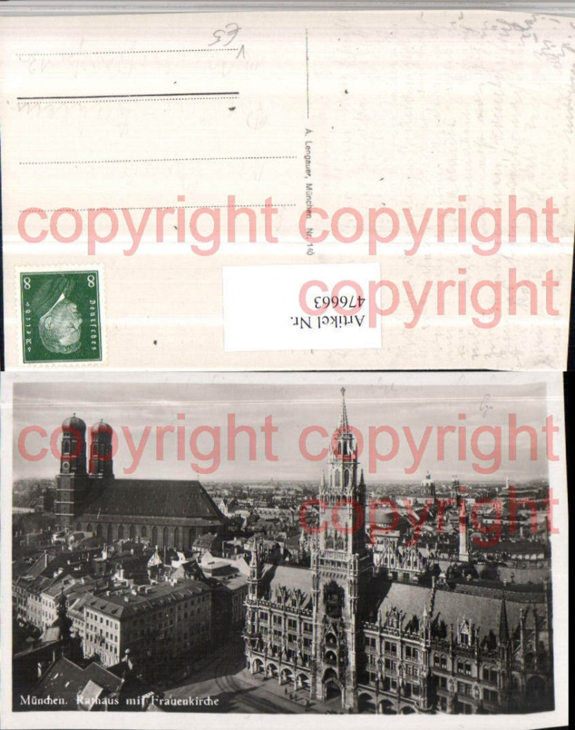 476663,München Rathaus m. Frauenkirche Kirche pub A. Lengauer 140