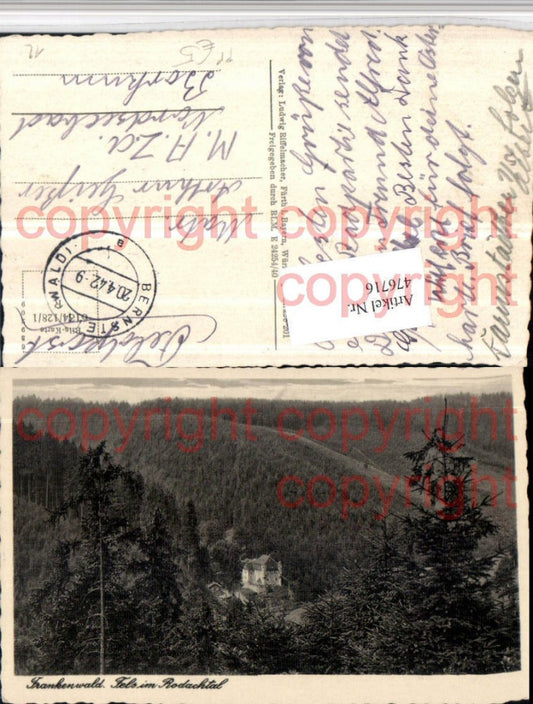 476716,Frankenwald Fels im Rodachtal b. Steinwiesen Wald Feldpost