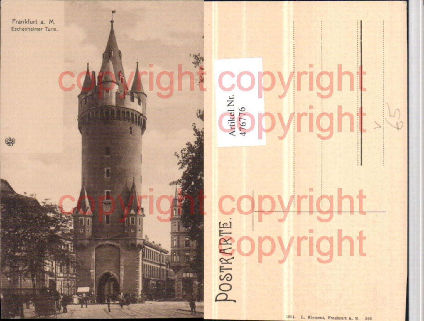 476776,Frankfurt am Main Eschenheimer Turm Tor pub L. Klement 360