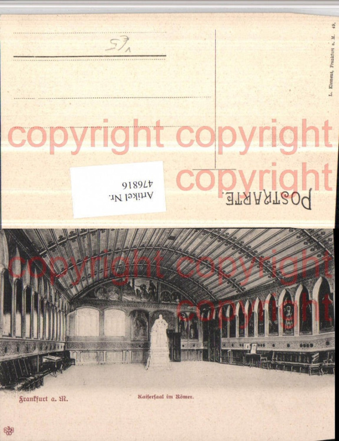 476816,Frankfurt am Main Römer Kaisersaal pub L. Klement 49
