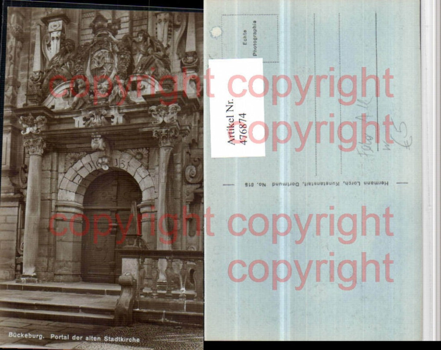 476874,Foto AK Bückeburg Alte Stadtkirche Portal