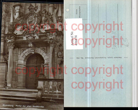 476874,Foto AK Bückeburg Alte Stadtkirche Portal