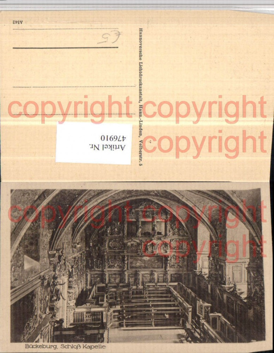 476910,Bückeburg Schloss Kapelle Innenansicht