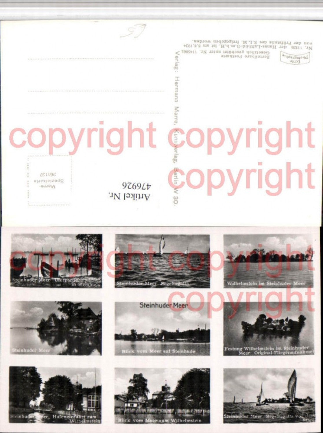 476926,Steinhuder Meer b. Hannover Festung Segelboote Mehrbildkarte