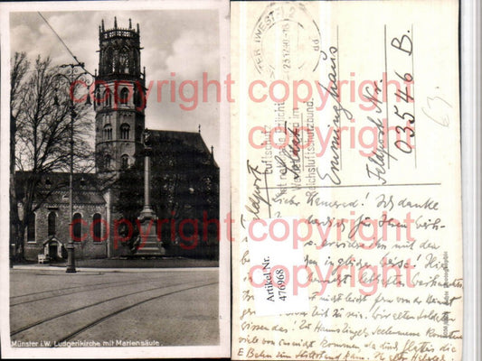 476968,Münster Ludgerikirche Kirche m. Mariensäule