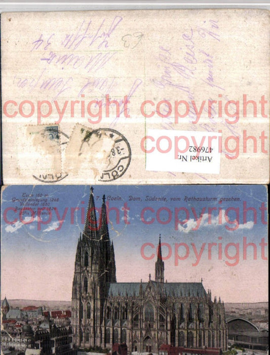 476982,Coeln Köln am Rhein Dom Kirche vom Rathausturm