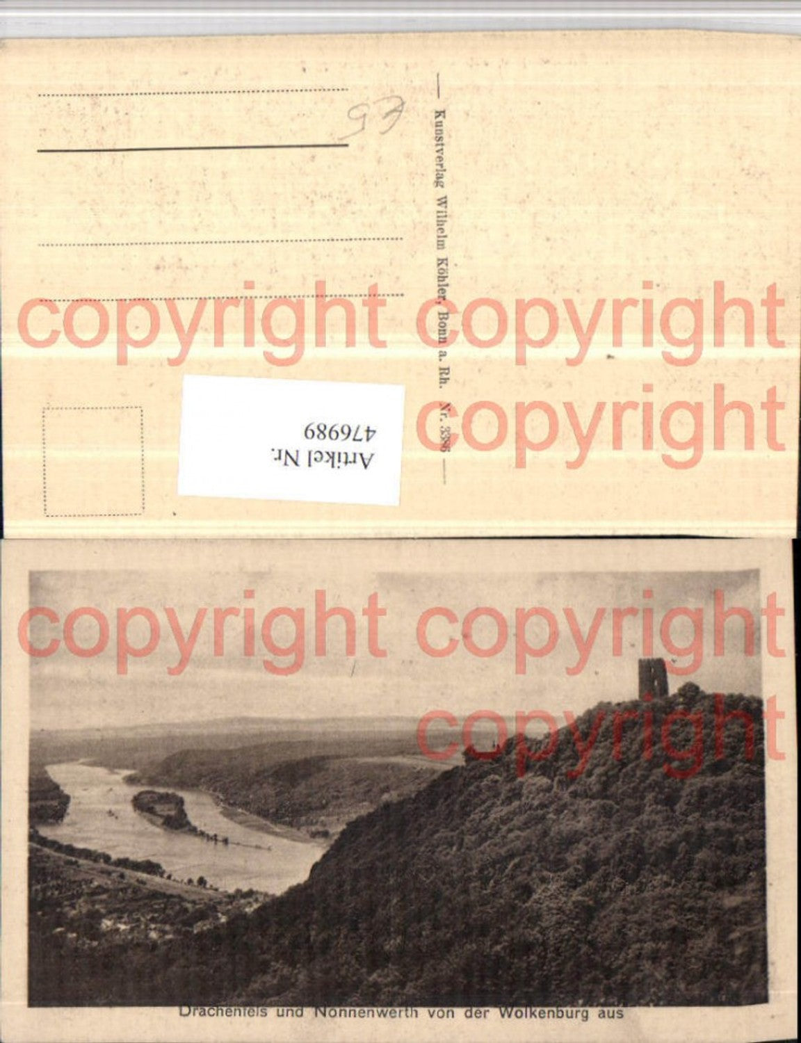 476989,Ruine Drachenfels u. Nonnenwerth von d. Wolkenburg b. Königswinter