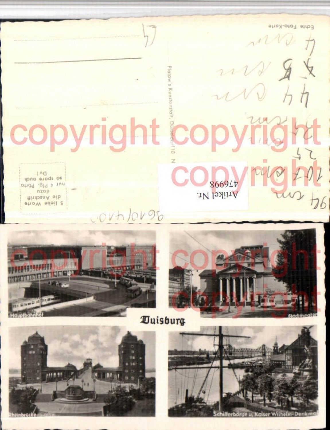 476998,Duisburg Hauptbahnhof Rheinbrücke Theater Mehrbildkarte