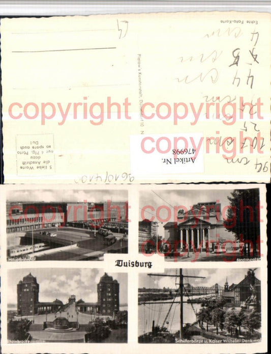 476998,Duisburg Hauptbahnhof Rheinbrücke Theater Mehrbildkarte