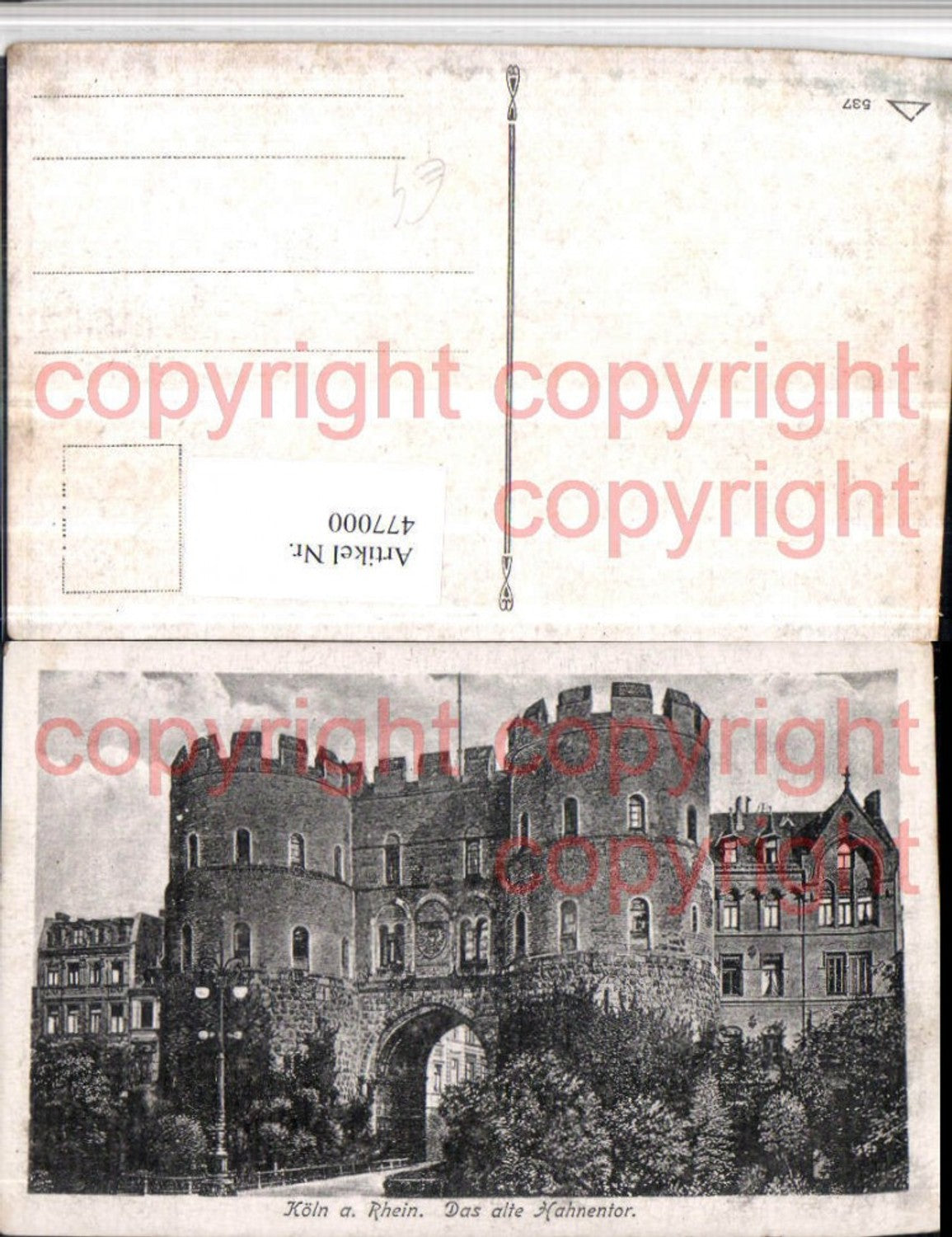 477000,Köln am Rhein Das alte Hahnentor Tor