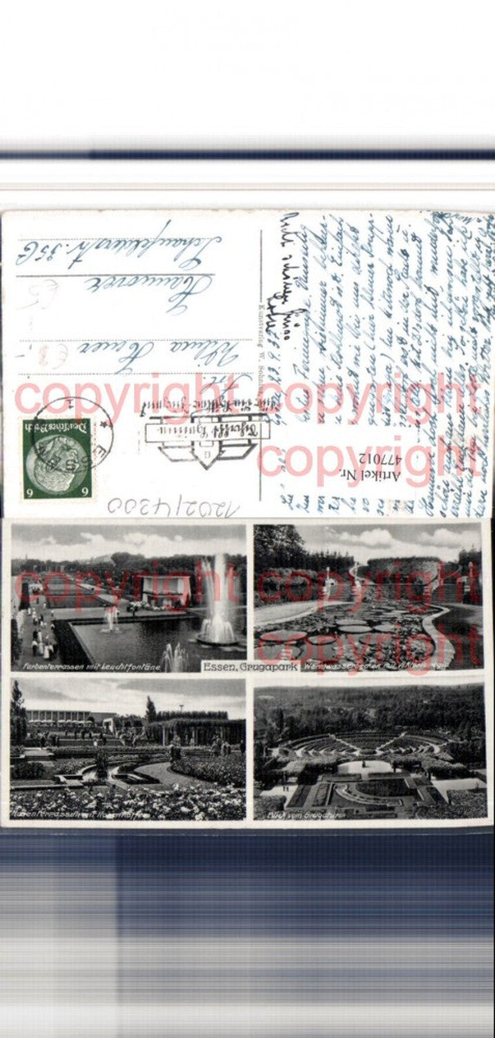 477012,Essen Grugapark Terrassen Wasserbecken Mehrbildkarte
