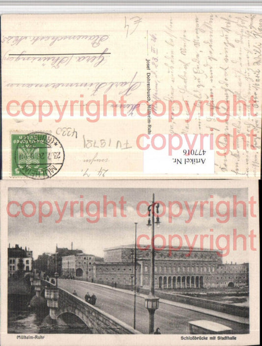 477016,Mülheim an d. Ruhr Schlossbrücke Brücke m. Stadthalle