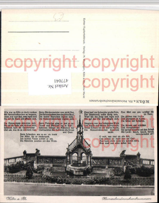 477041,Köln am Rhein Heinzelmännchenbrunnen Brunnen Text