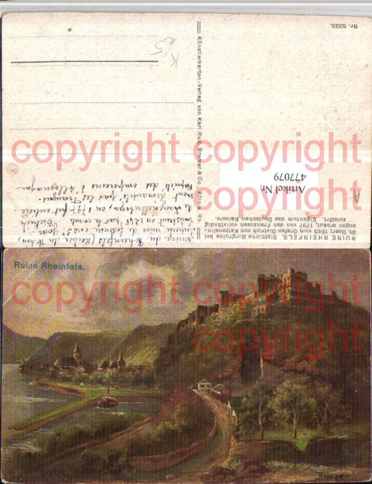 477079,Künstler AK Burger Ruine Burg Rheinfels b. St. Goar
