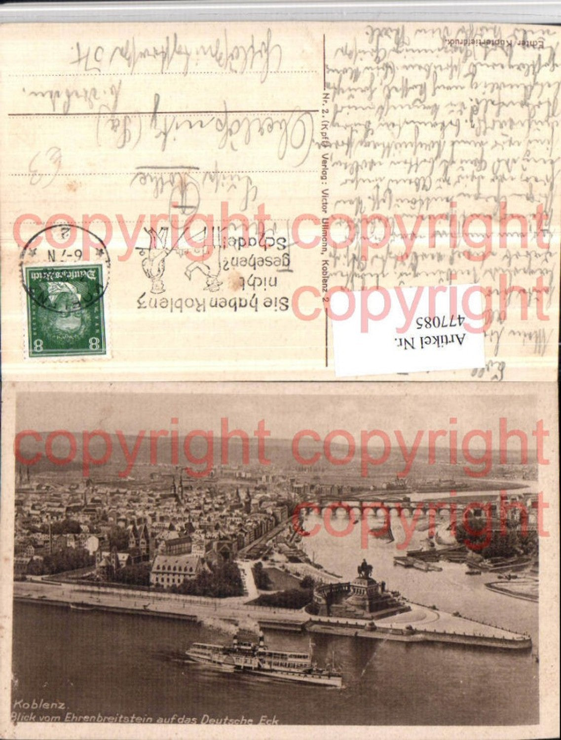 477085,Koblenz Blick vom Ehrenbreitstein auf Deutsches Eck