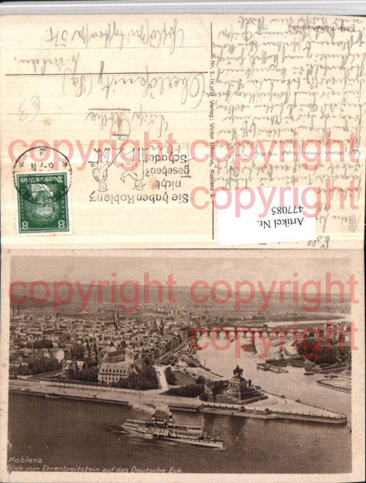 477085,Koblenz Blick vom Ehrenbreitstein auf Deutsches Eck