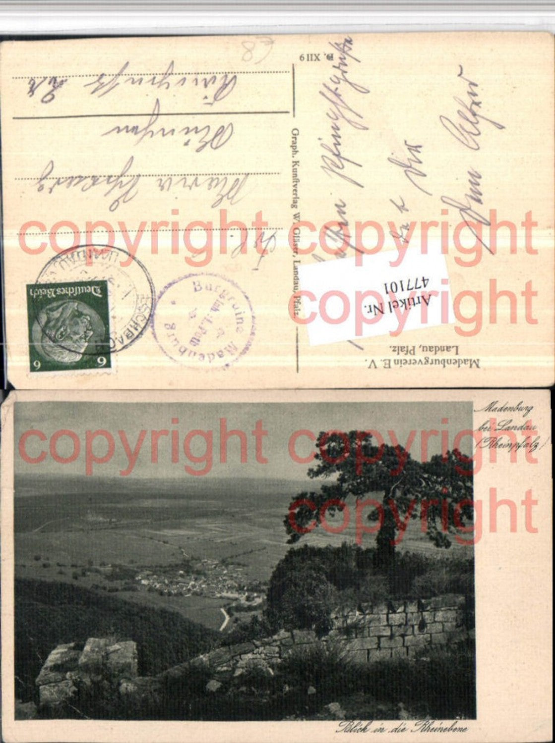 477101,Madenburg b. Landau Eschbach  Blick in die Rheinebene