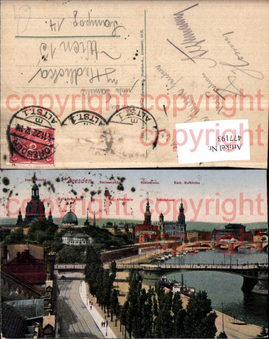 477193,Dresden Teilansicht m. Kirche Belvedere Brücke