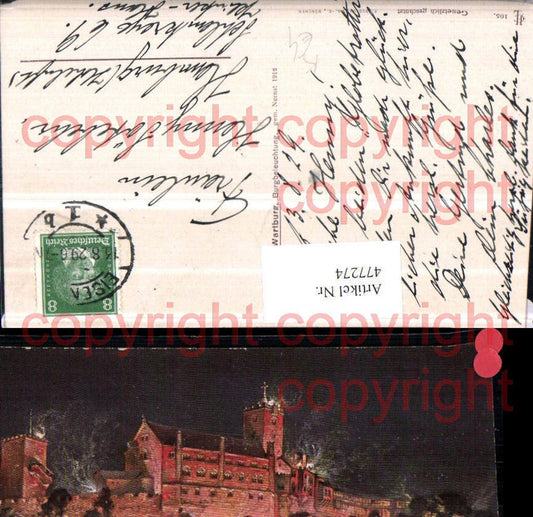 477274, Artist AK Nernst Eisenach Wartburg Castle Lighting