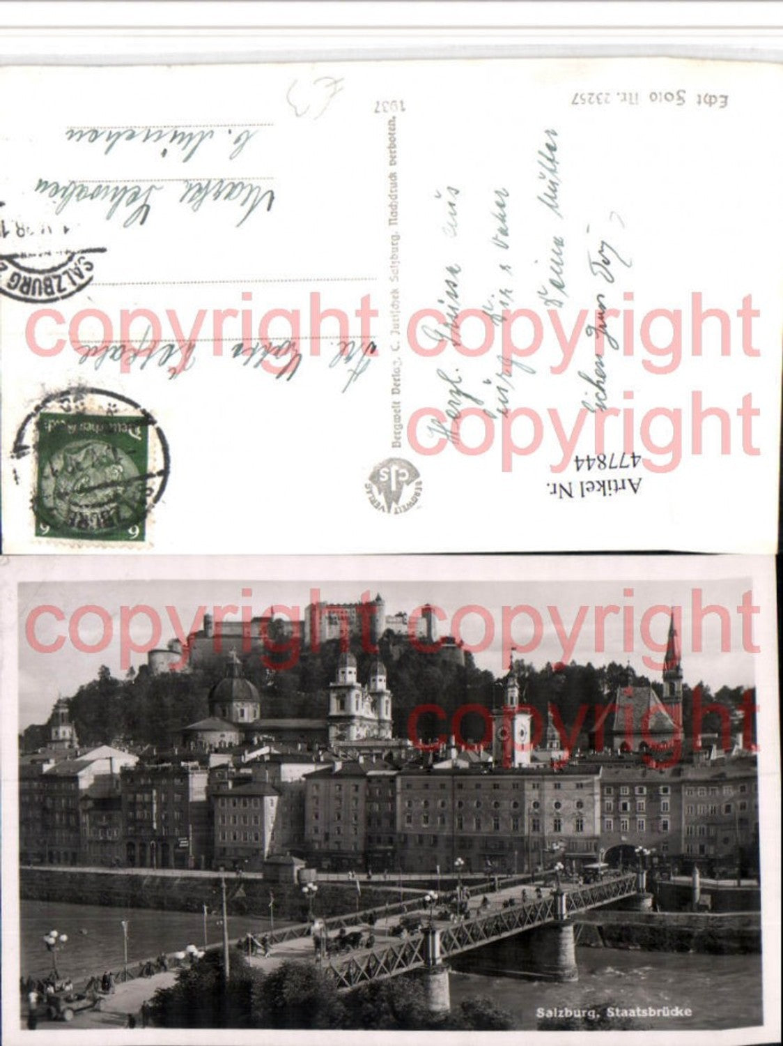 477844,Salzburg Teilansicht Staatsbrücke Brücke m. Festung