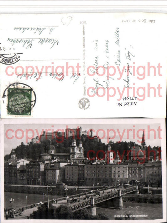 477844,Salzburg Teilansicht Staatsbrücke Brücke m. Festung