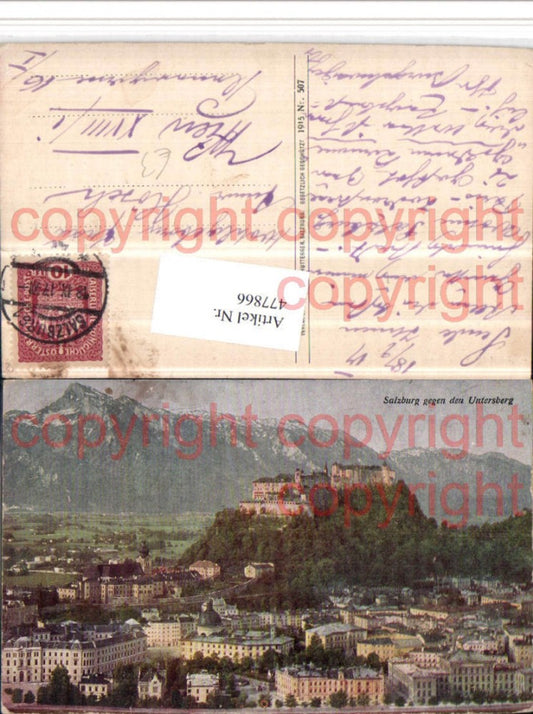477866,Salzburg Teilansicht m. Festung geg. Untersberg Bergkulisse