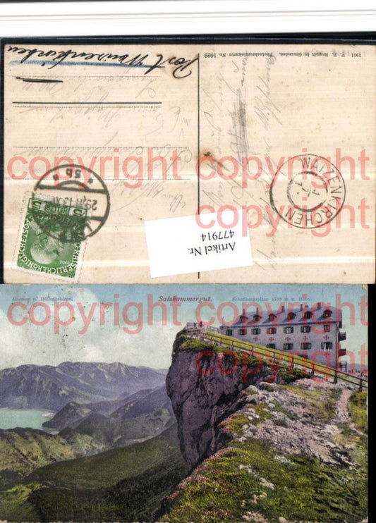 477914,Schafbergspitze u. Hotel b. St. Gilgen Bergkulisse pub F.E. Brandt 1029