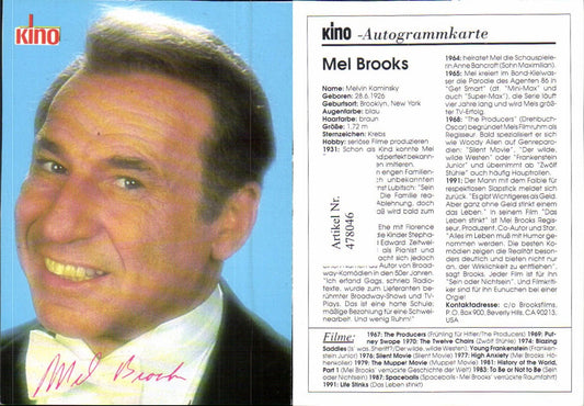 478046,Schauspieler Mel Brooks Kino-Autogrammkarte