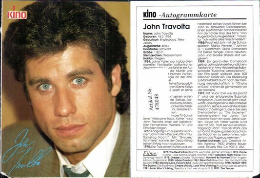 478048,Schauspieler John Travolta Kino-Autogrammkarte