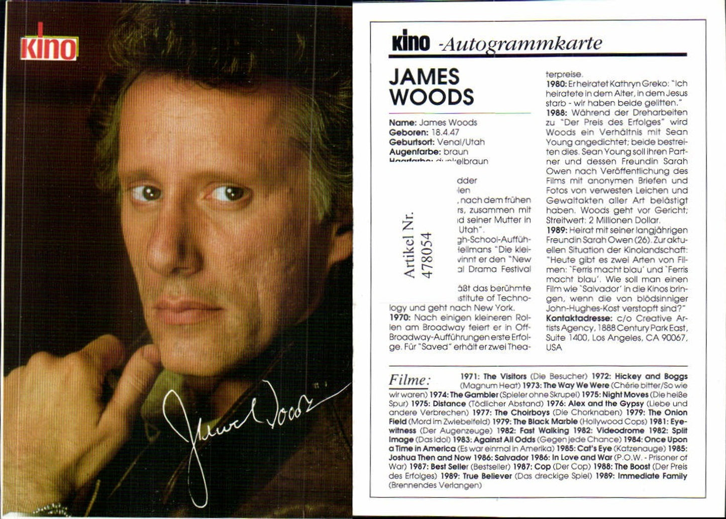 478054,Schauspieler James Woods Kino-Autogrammkarte