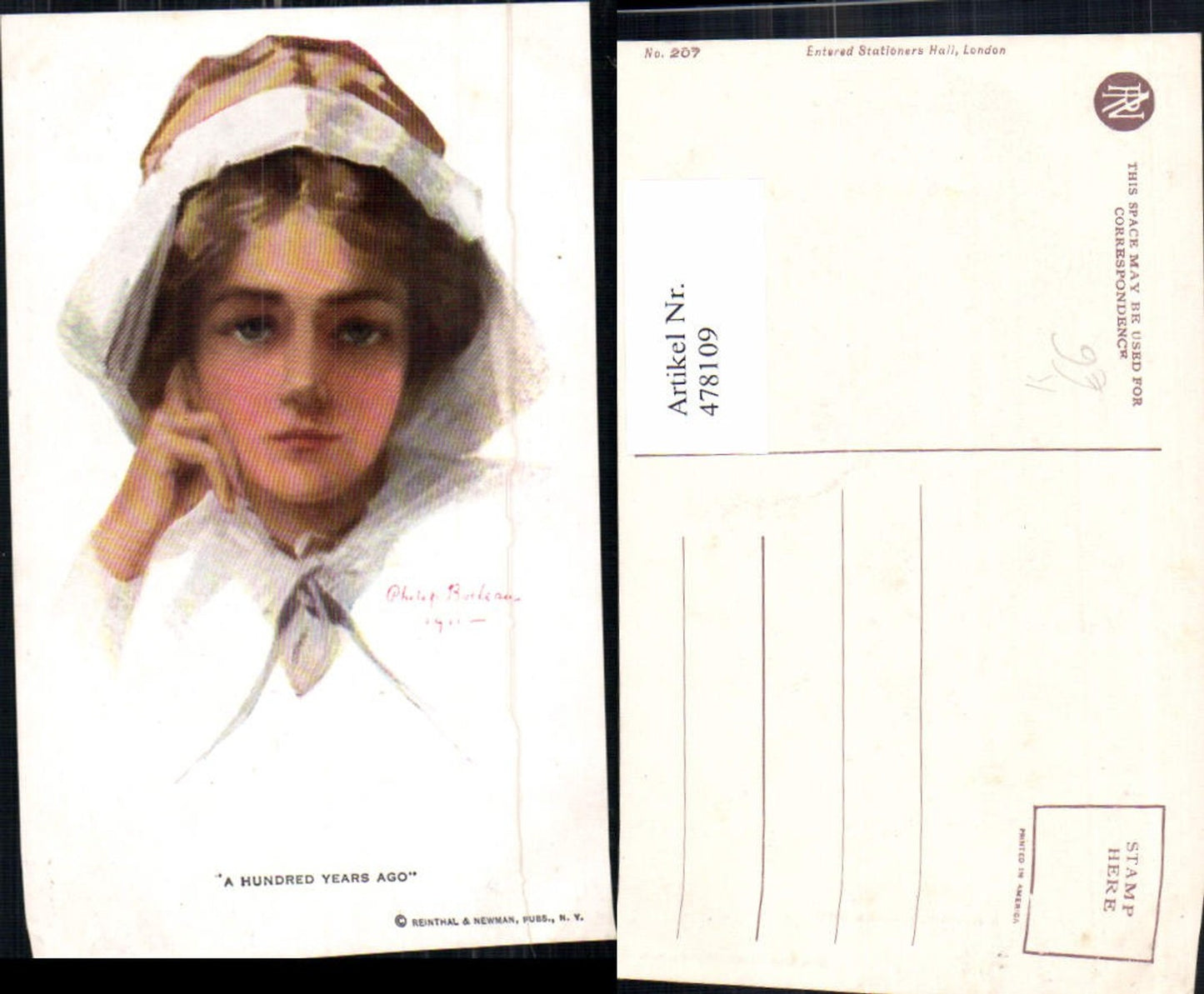 478109,Künstler Ak Philip Boileau A Hungred Years Ago Frau Hut Glamour