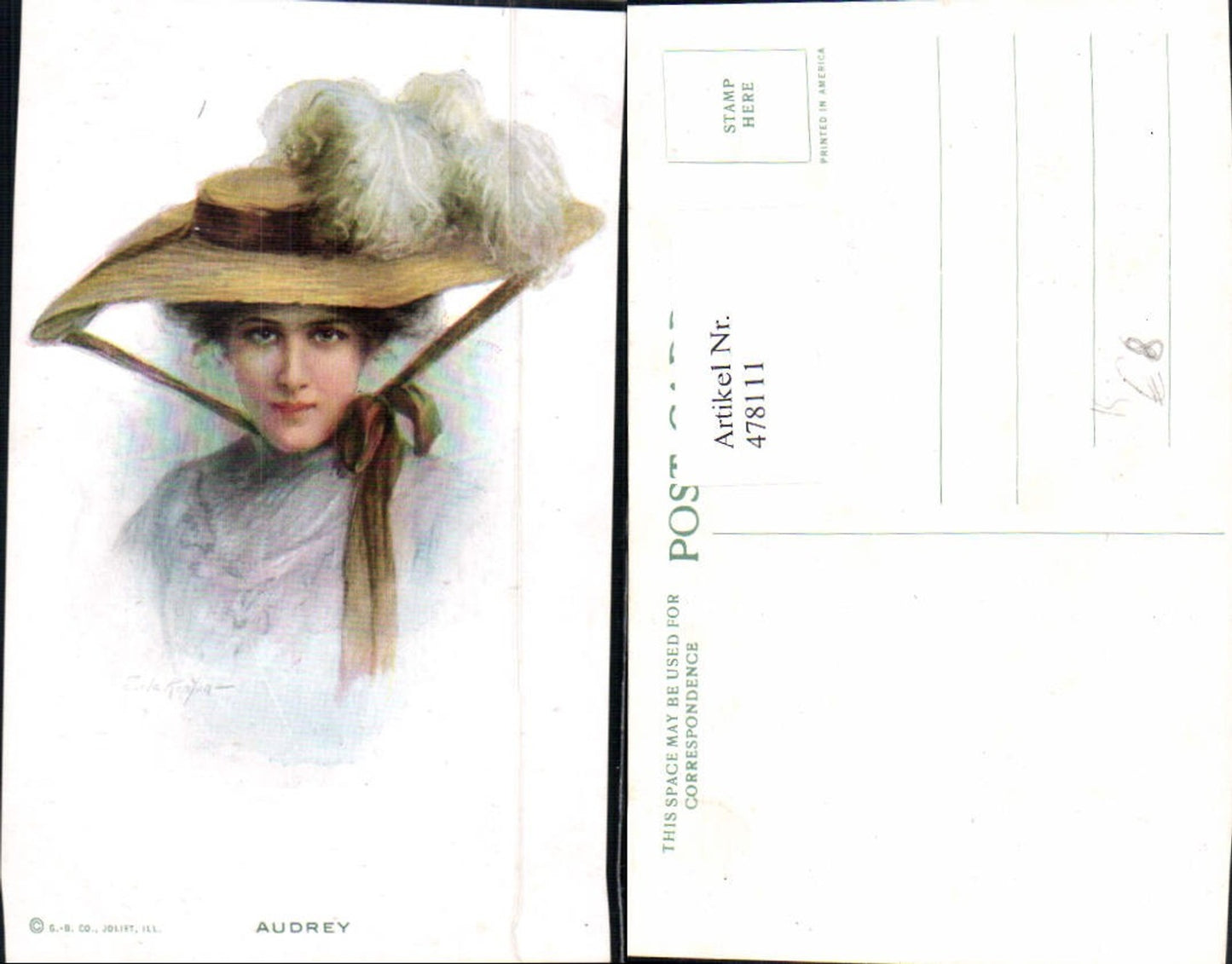 478111,Künstler Ak Zula Kenyon Audrey Frau Hut Glamour