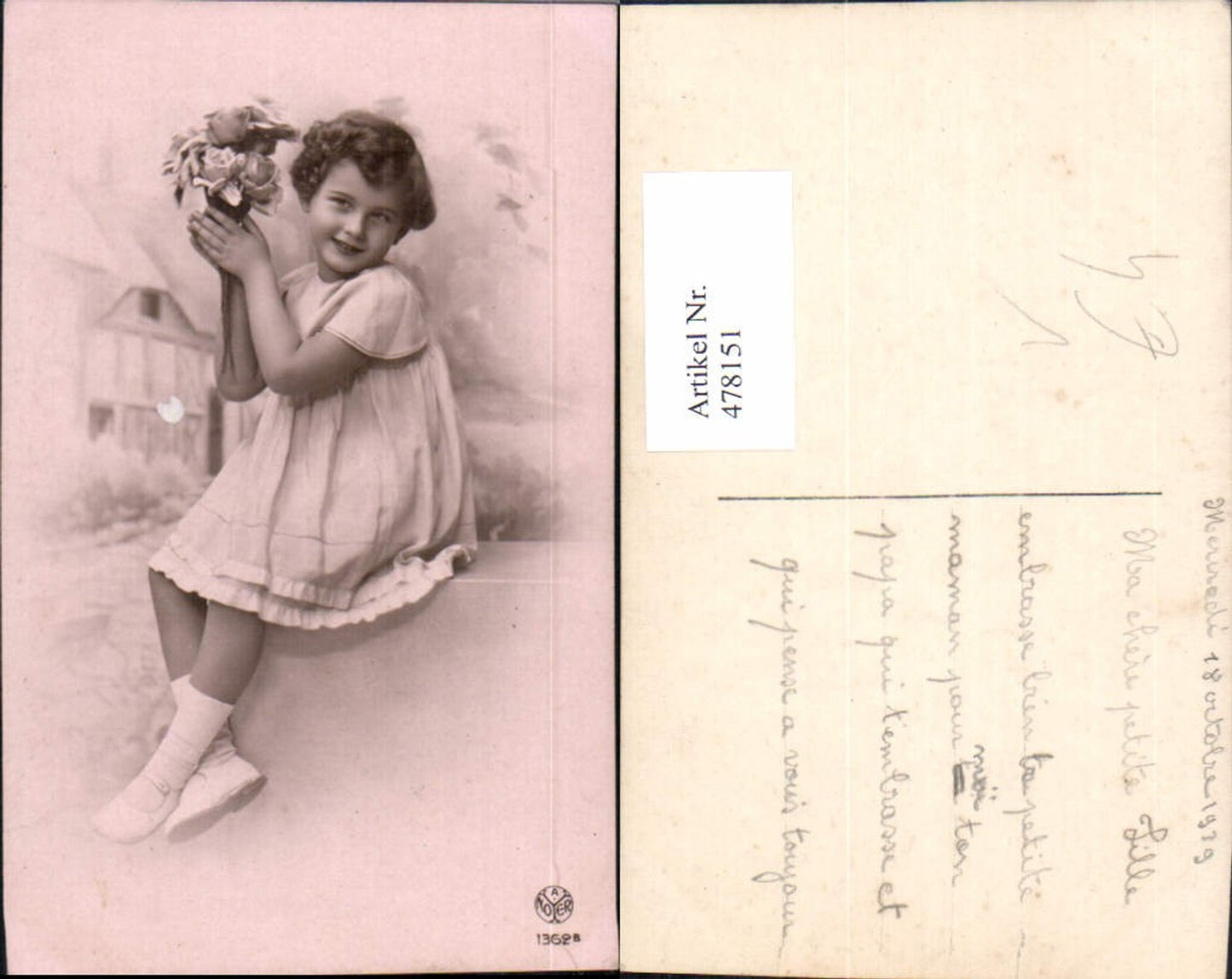 478151,Foto Ak Kind Kleid Rosen Blumen pub A. Noyer 1362b