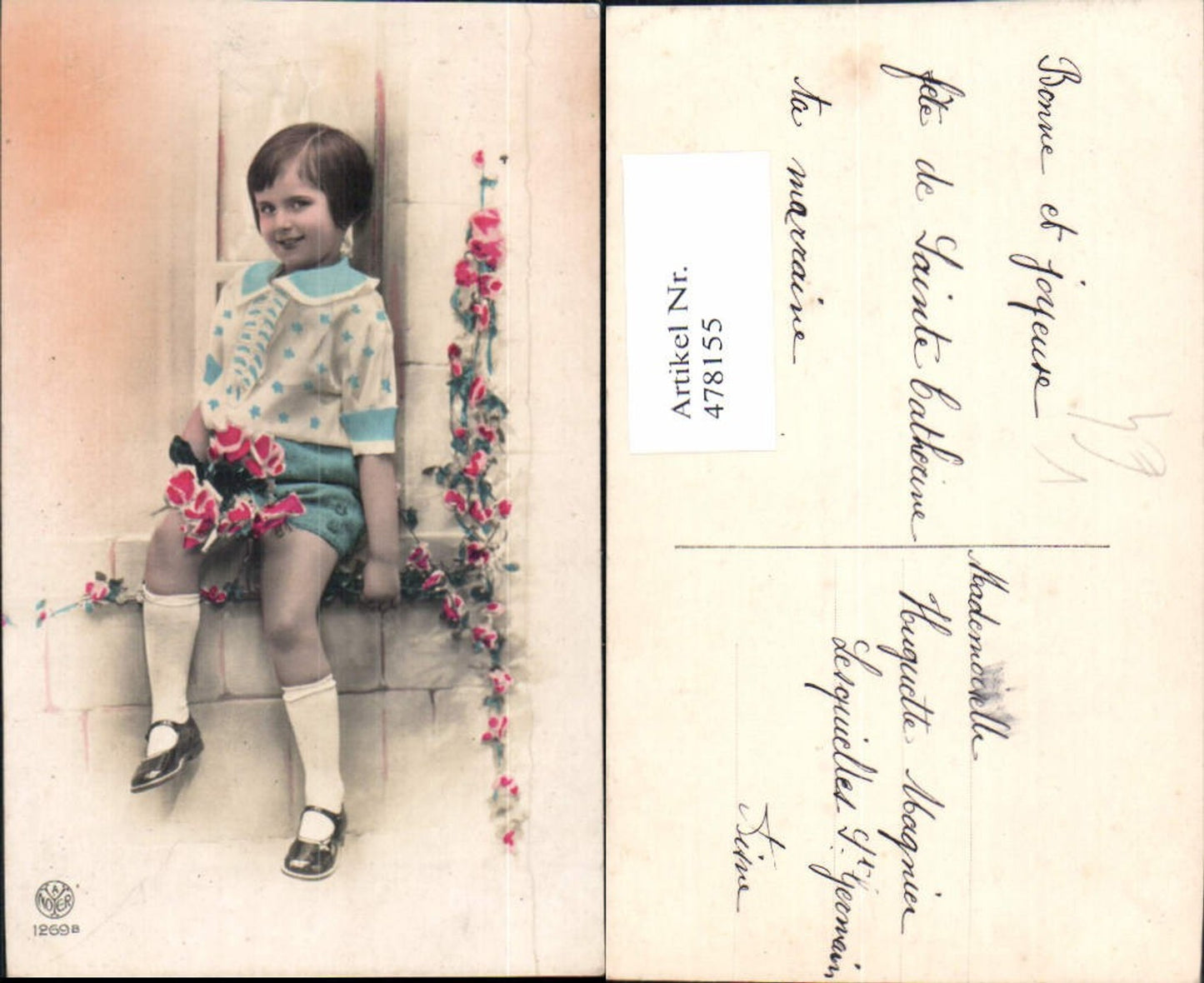 478155,Foto Ak Kind Mädchen Rosen Blumen pub A. Noyer 1269b