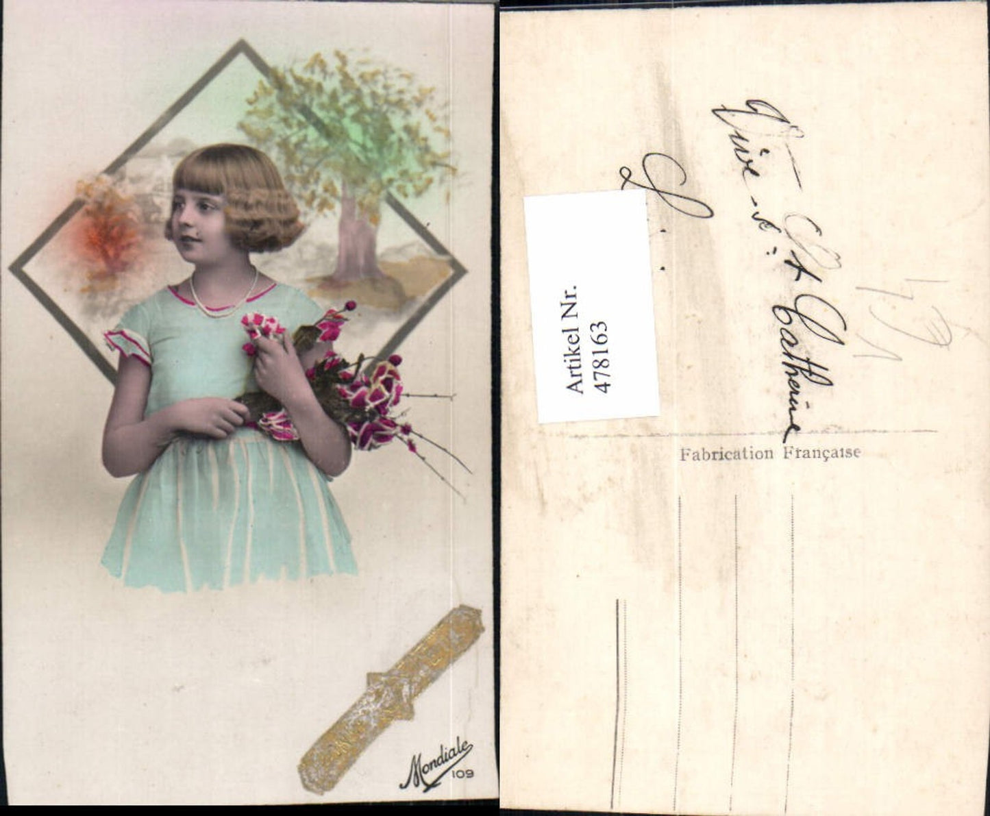 478163,Foto Ak Kind Mädchen Rosen Blumen pub Mondiale 109