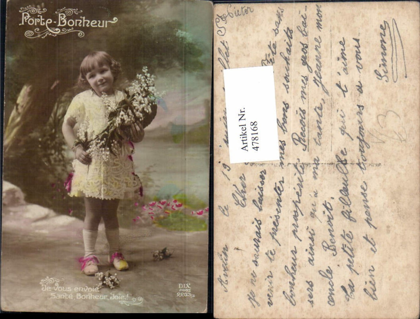 478168,Foto Ak Kind Mädchen Lockenkopf Blumen pub DIX Paris 2203/3