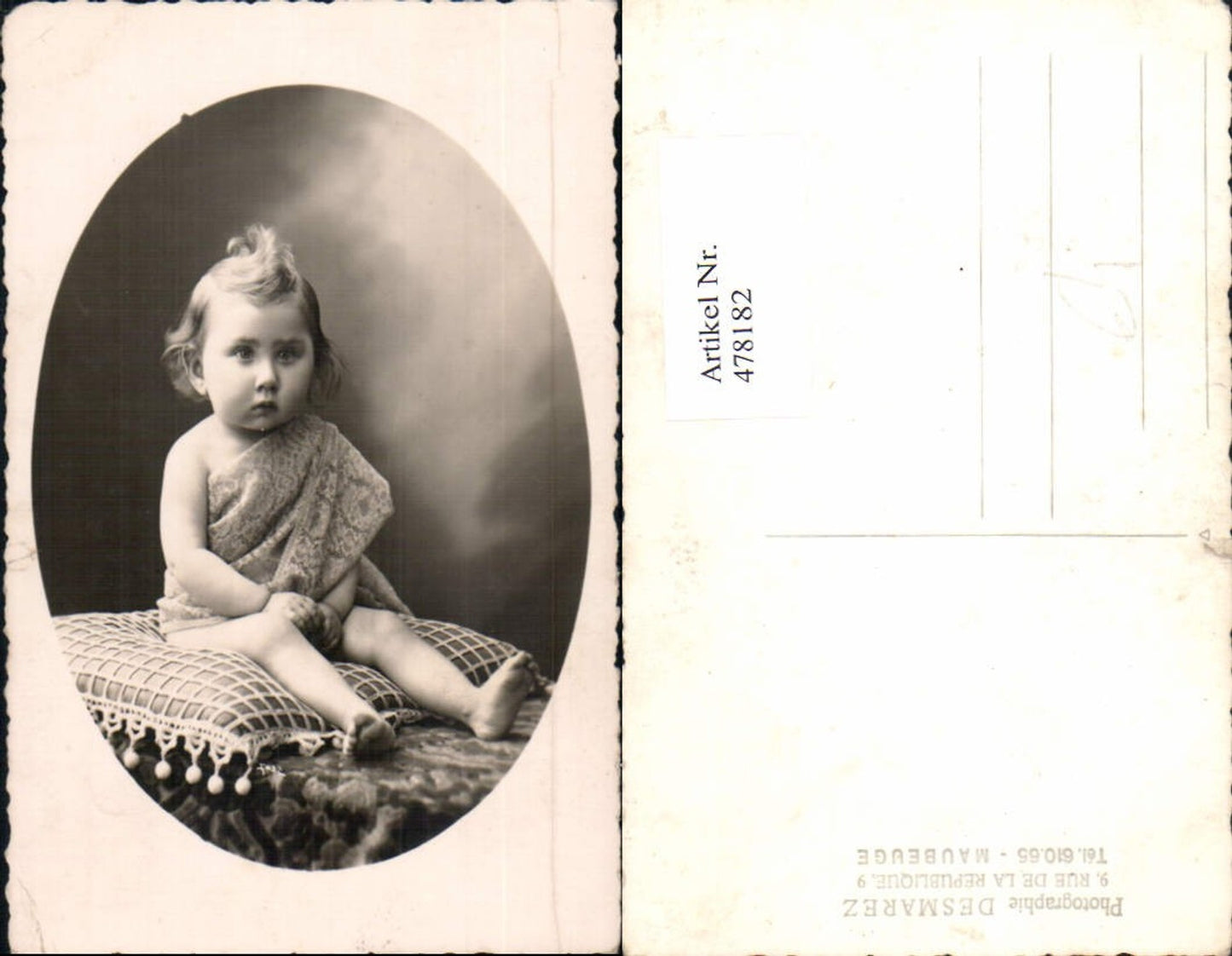 478182,Foto Ak Kind Kleidkind a. Kissen Passepartout