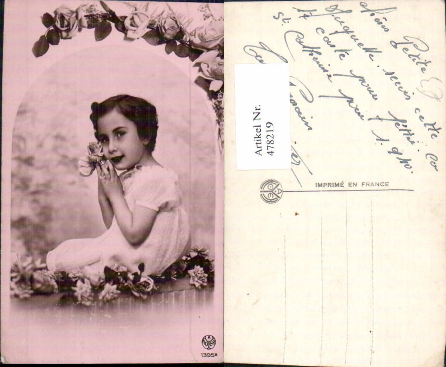 478219,Foto Ak Kind Mädchen Rosen Blumen pub A. Noyer 1395b