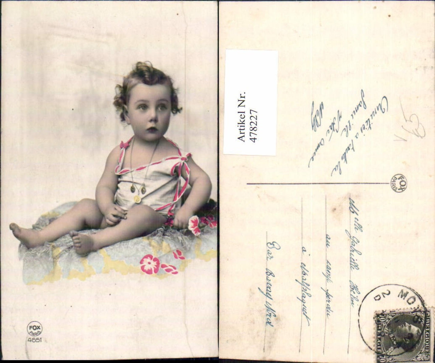 478227,Foto Ak Kind Kleinkind Lockenkopf Halskette pub FOX Paris